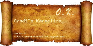 Orsós Karmelina névjegykártya